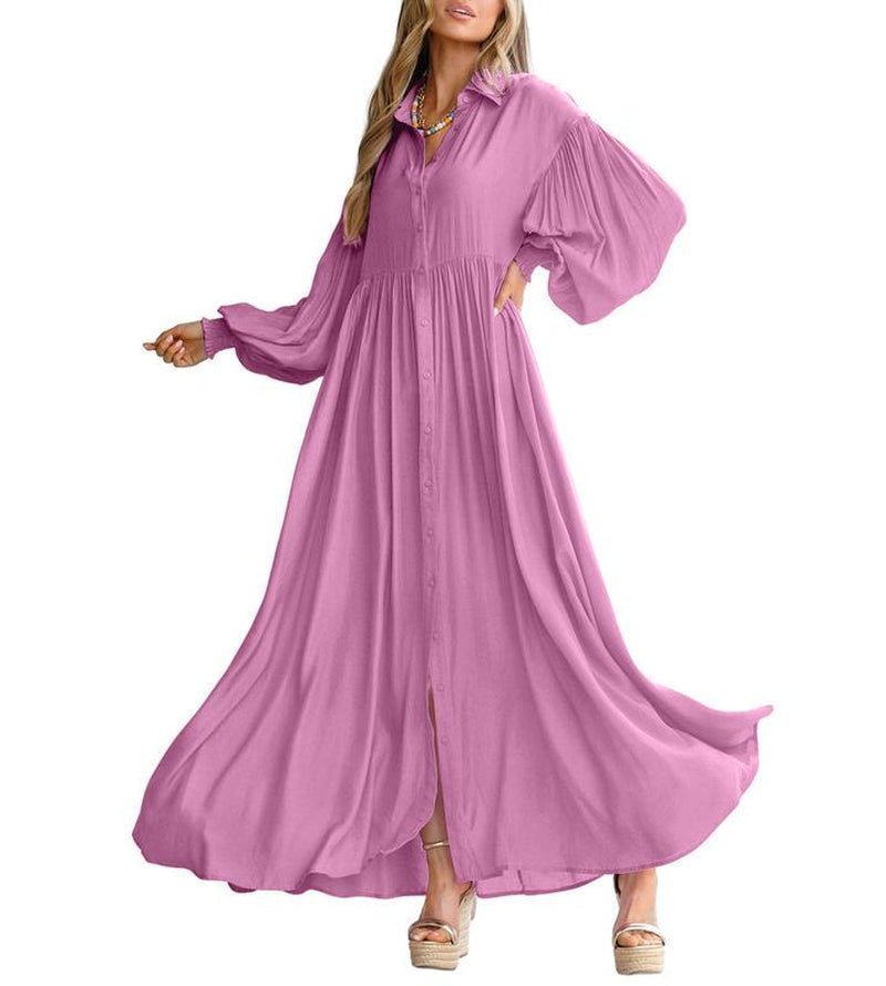 Flowy Button-Down Maxi Dress for Women