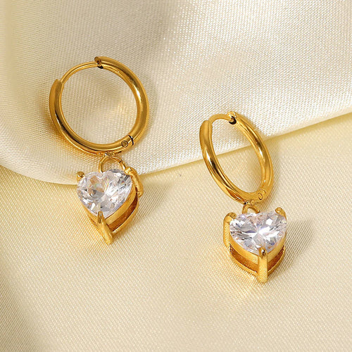 18K Gold Plated Heart Huggie Hoops