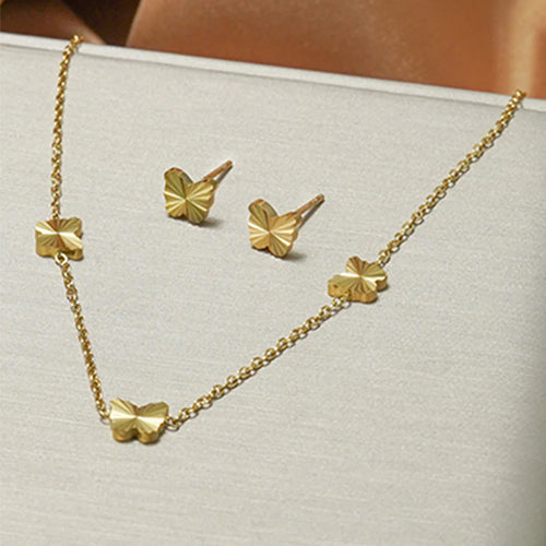 18K Gold-Plated Butterfly Set – Earrings & Necklace