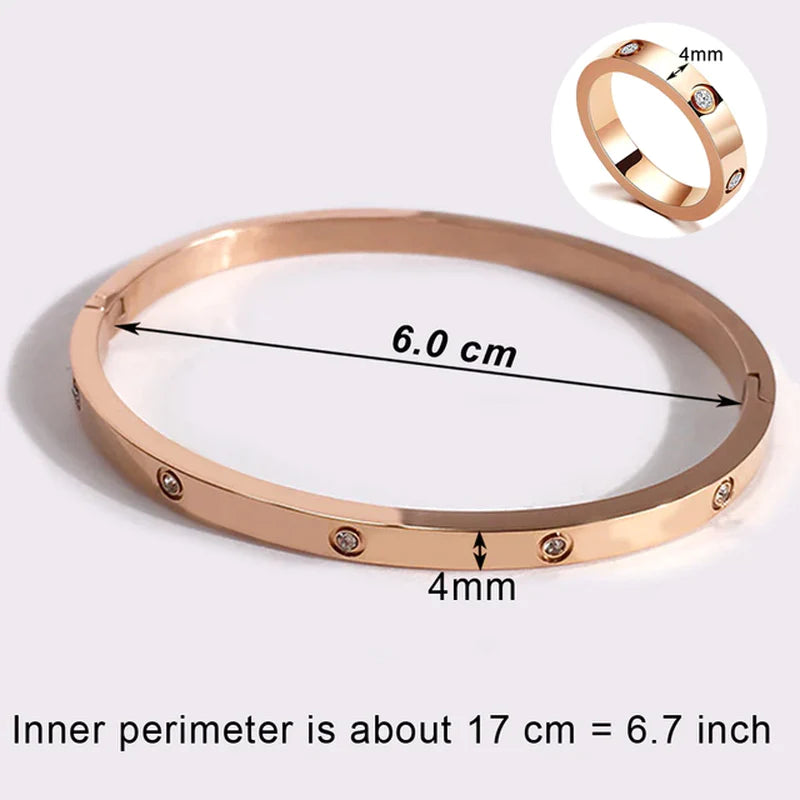 Luxury Crystal Bangle & Ring Set – Stainless Steel