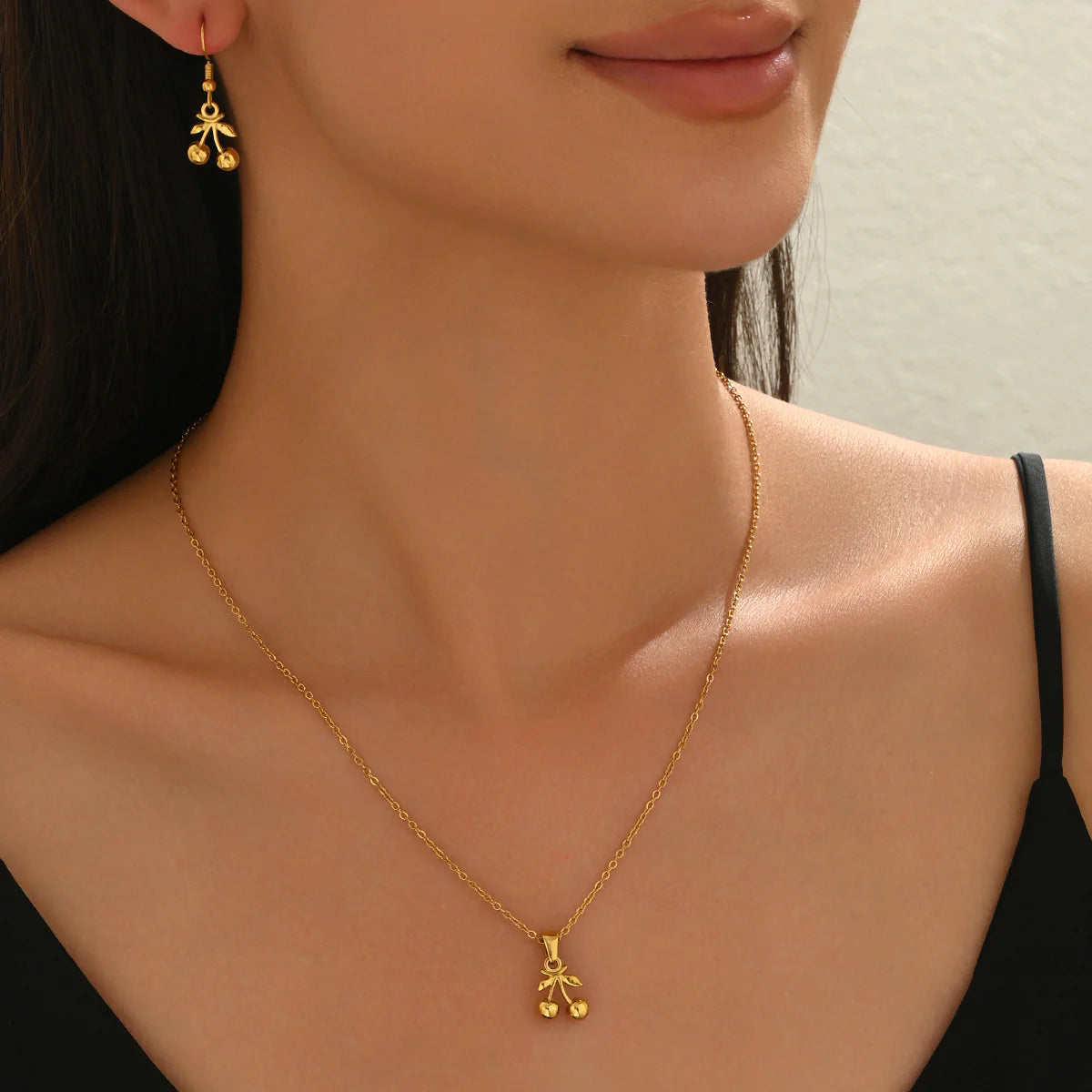 Cherry Duo Jewelry Set – 18K Gold Plated