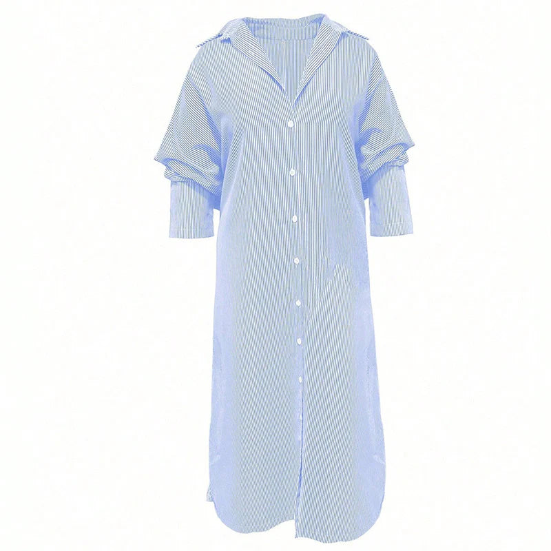 Classic Stripe Casual Button-Down Dress