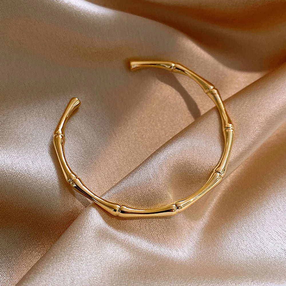 Bamboo Textured Cuff Bracelet Set