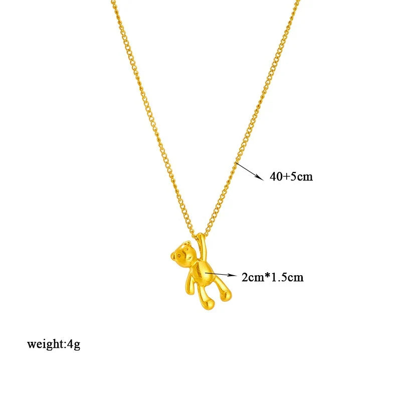 Titanium Steel Cute Cartoon Bear Necklace