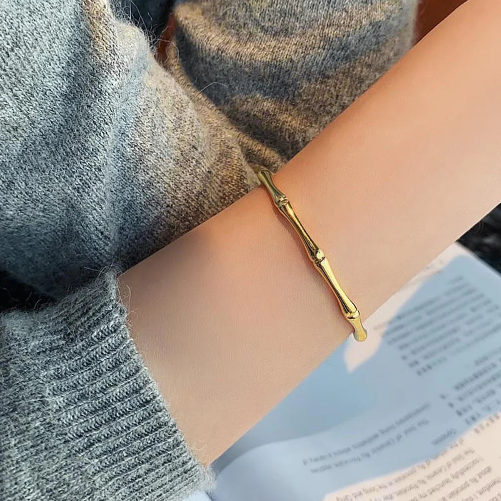 Bamboo Textured Cuff Bracelet Set