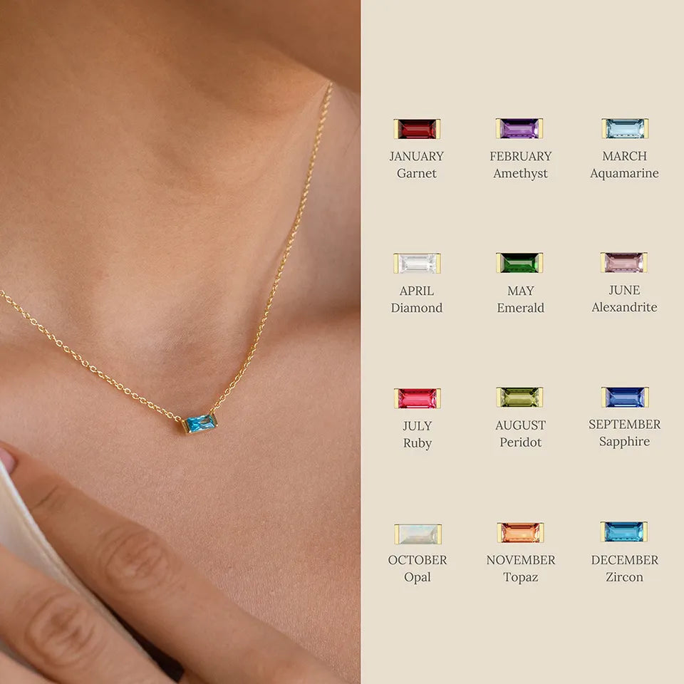 Elegant Baguette CZ Birthstone Pendant