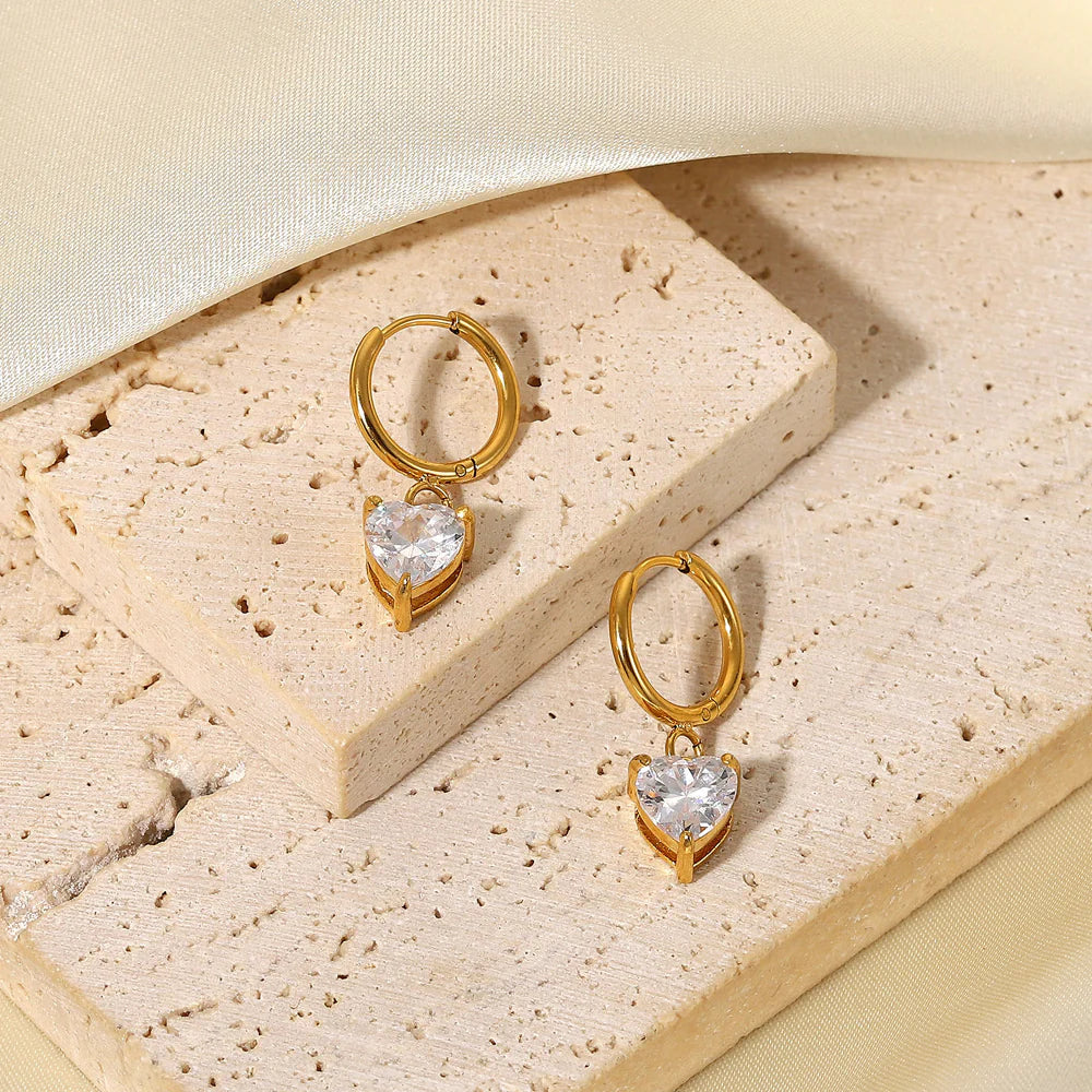 18K Gold Plated Heart Huggie Hoops