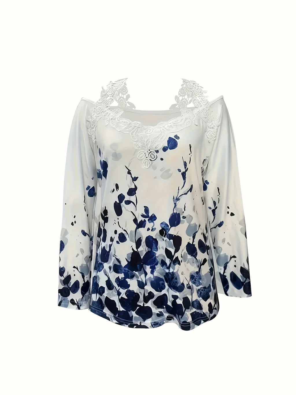Floral Escape Off-the-Shoulder Lace Sleeve Top