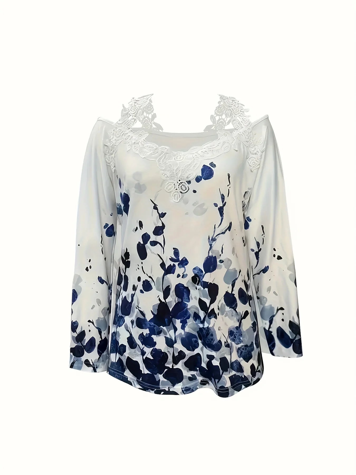 Floral Escape Off-the-Shoulder Lace Sleeve Top