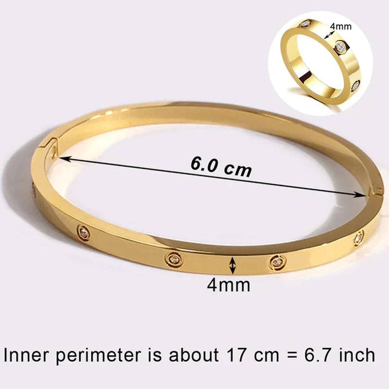 Luxury Crystal Bangle & Ring Set – Stainless Steel
