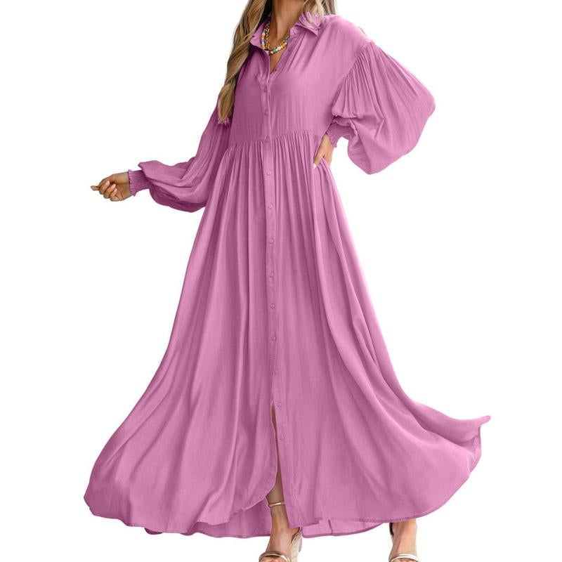 Flowy Button-Down Maxi Dress for Women