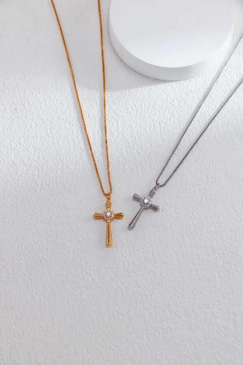 Zircon Cross Pendant Necklace