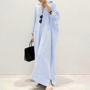 Classic Stripe Casual Button-Down Dress