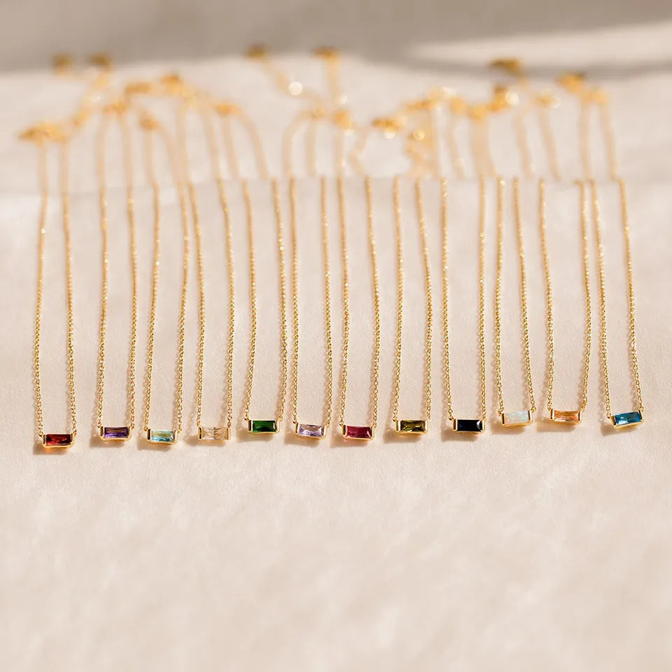 Elegant Baguette CZ Birthstone Pendant