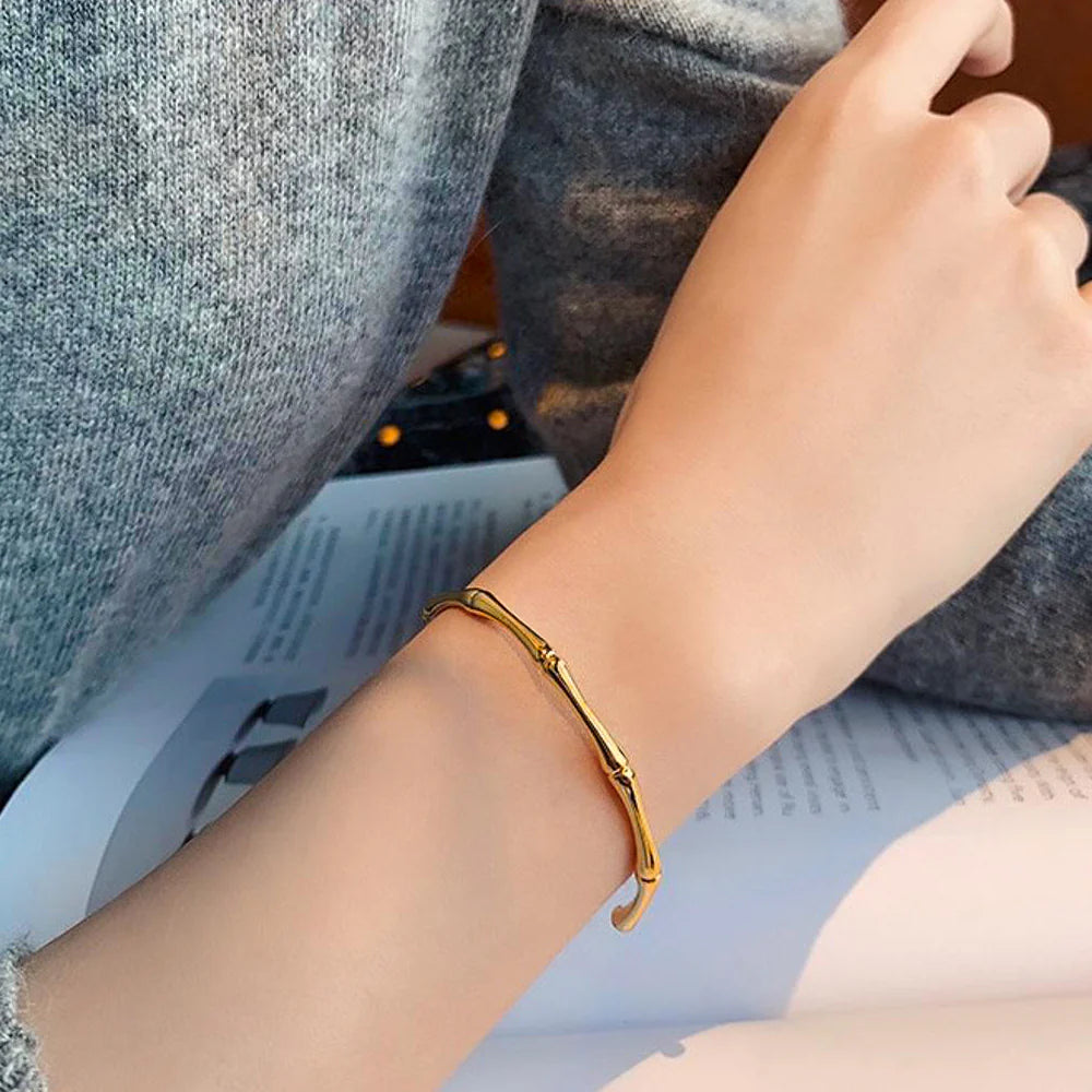 Bamboo Textured Cuff Bracelet Set