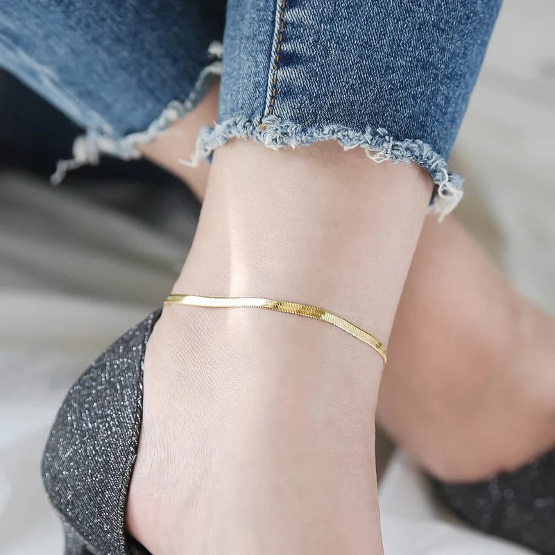 Gold Plated Snake Chain Anklet for Women