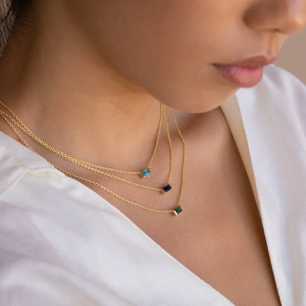 Elegant Baguette CZ Birthstone Pendant