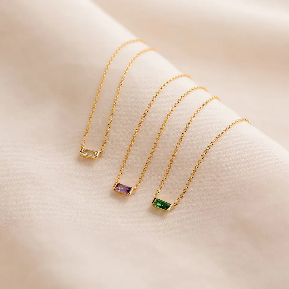 Elegant Baguette CZ Birthstone Pendant