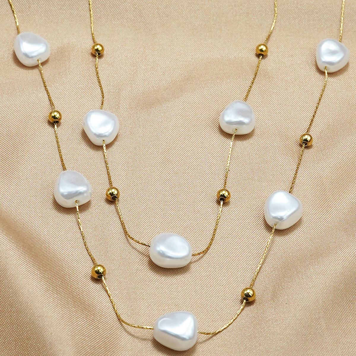 18K Gold Plated Stainless Steel Pearl Necklace
