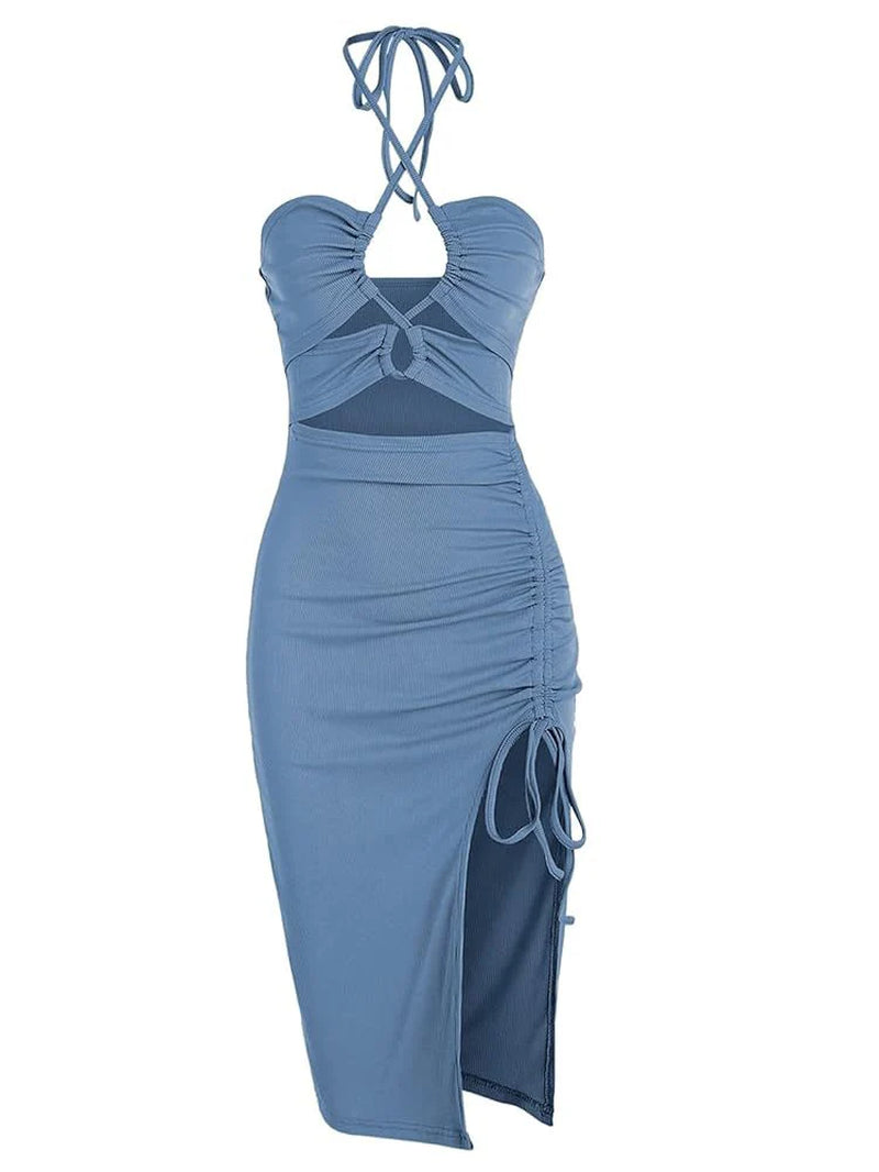 Cross Strap Sleeveless Midi Dress