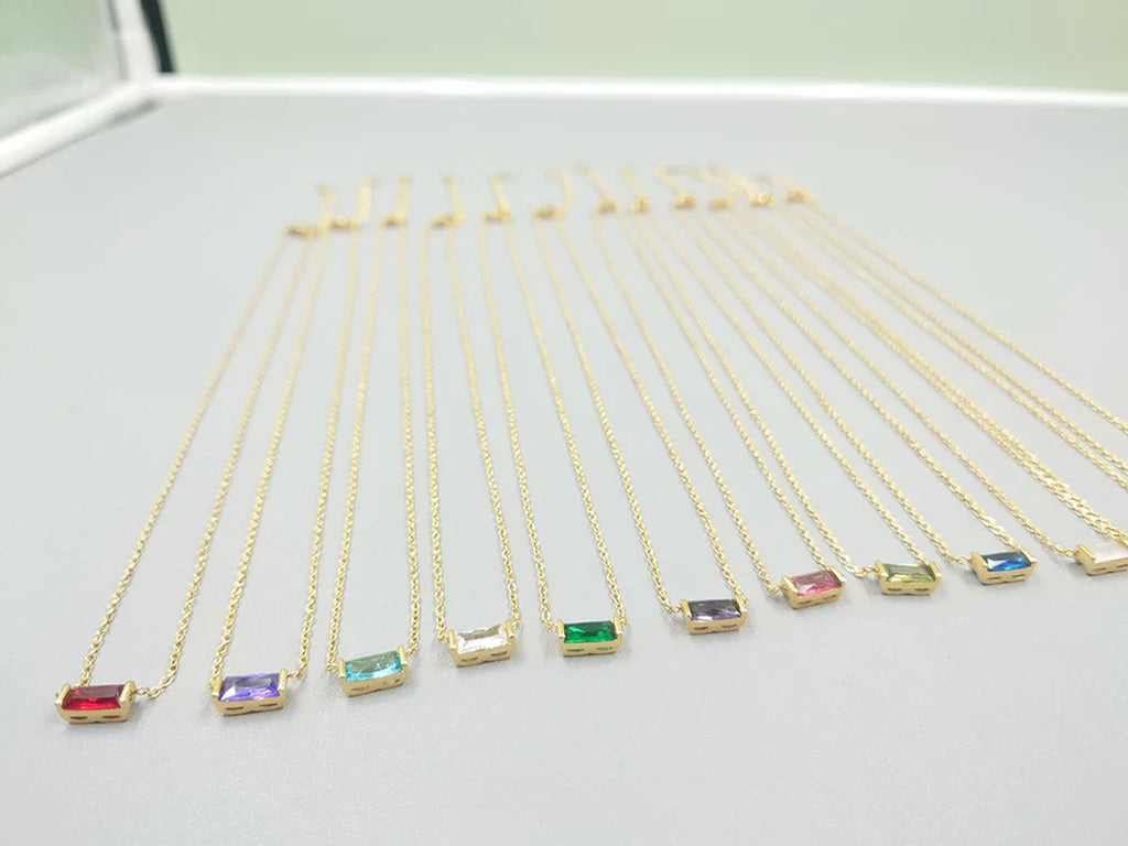 Elegant Baguette CZ Birthstone Pendant