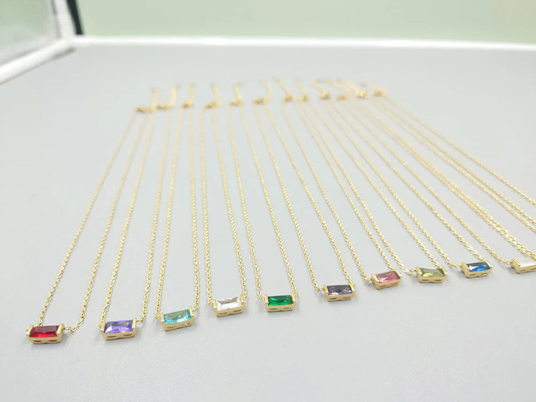 Elegant Baguette CZ Birthstone Pendant
