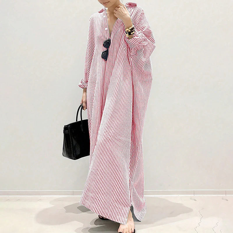 Classic Stripe Casual Button-Down Dress