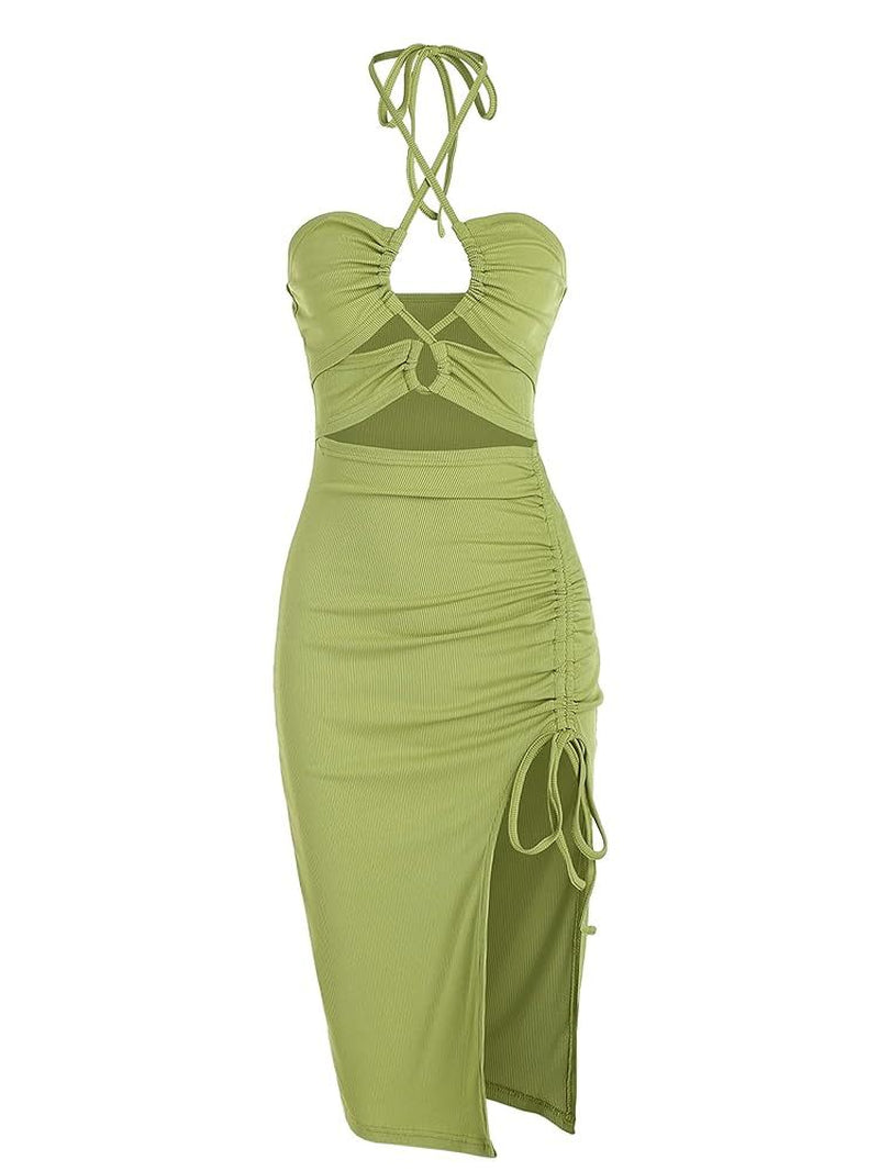 Cross Strap Sleeveless Midi Dress
