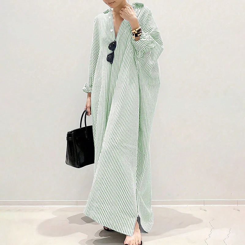 Classic Stripe Casual Button-Down Dress