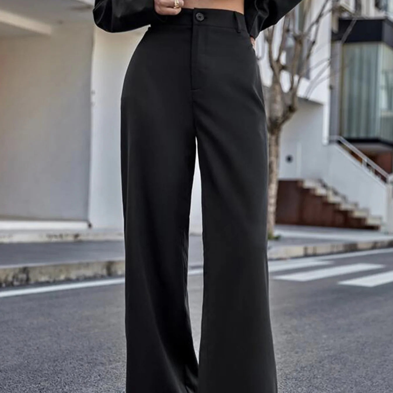 Fashionable High Waist Wide Leg Pants
