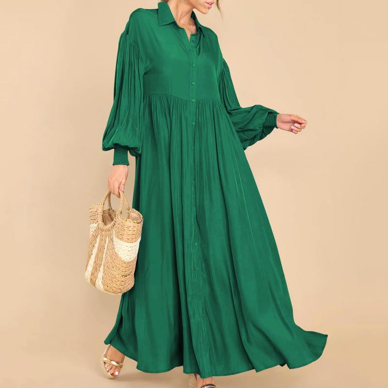 Flowy Button-Down Maxi Dress for Women