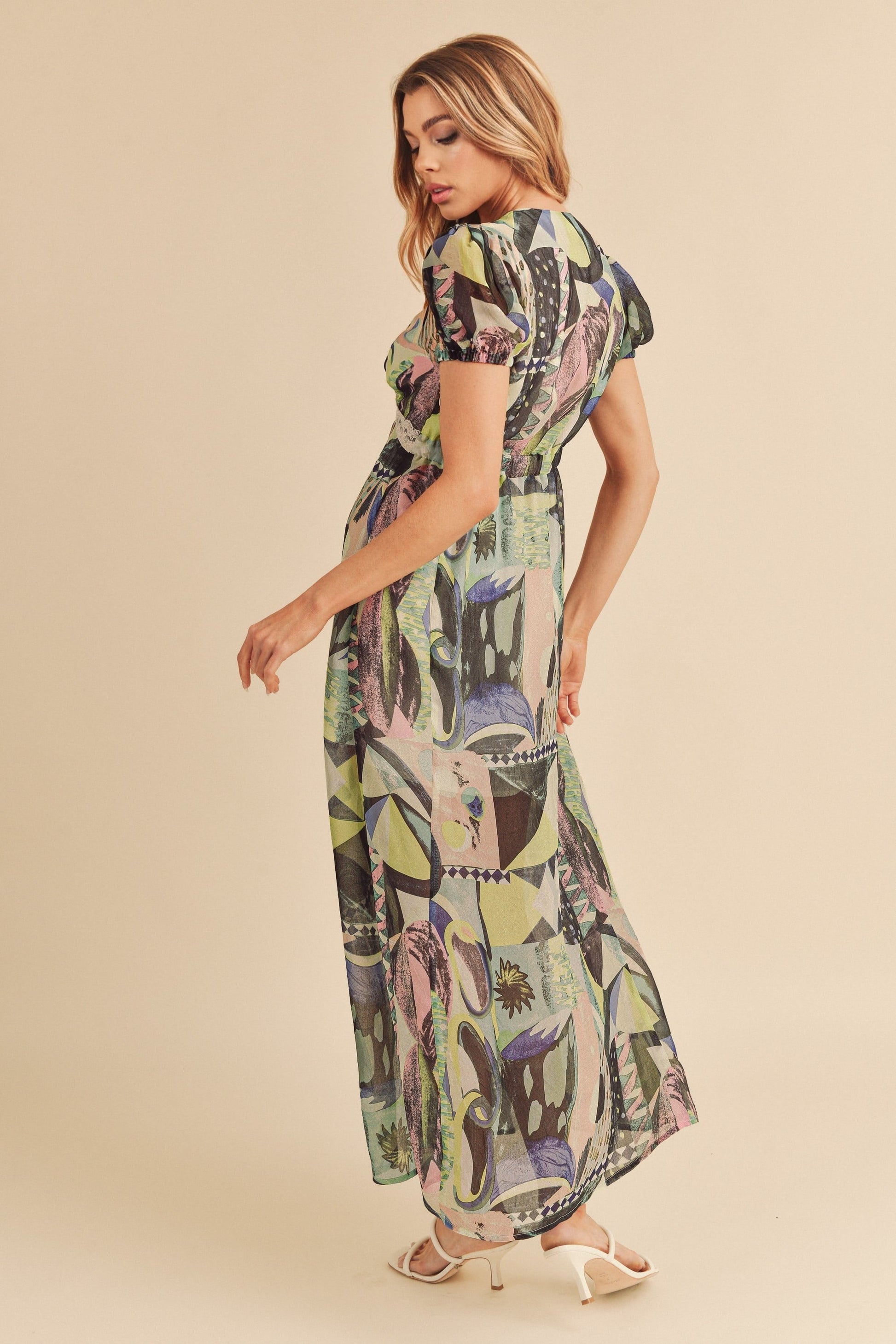 A-to-B Geo Print Lace Maxi