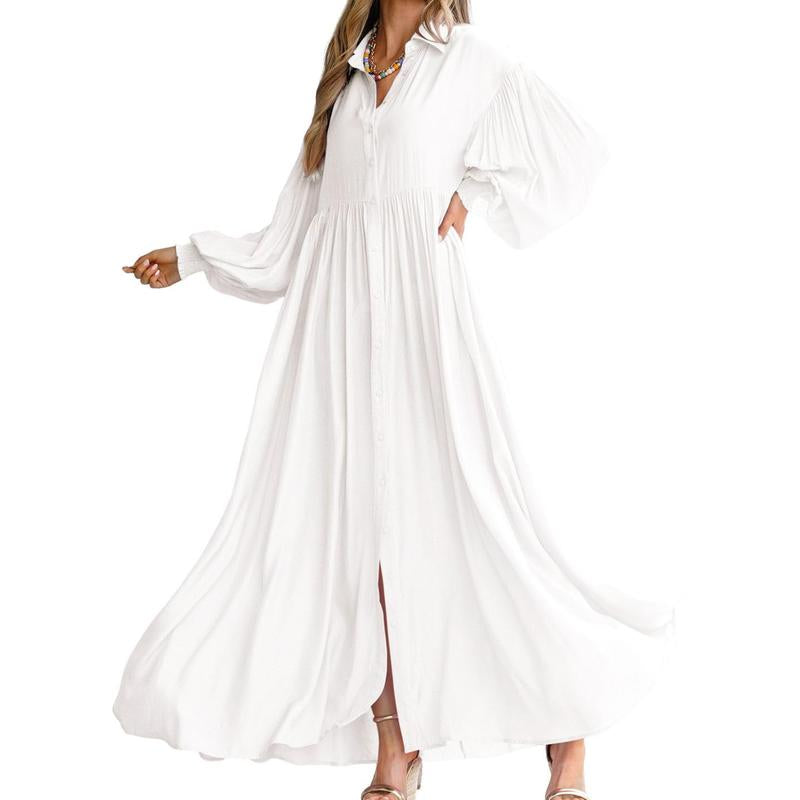 Flowy Button-Down Maxi Dress for Women