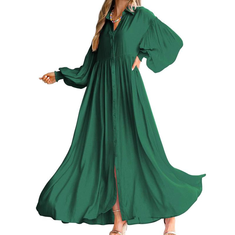 Flowy Button-Down Maxi Dress for Women