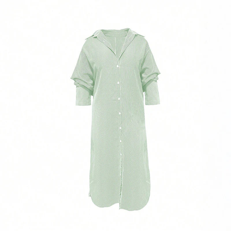 Classic Stripe Casual Button-Down Dress
