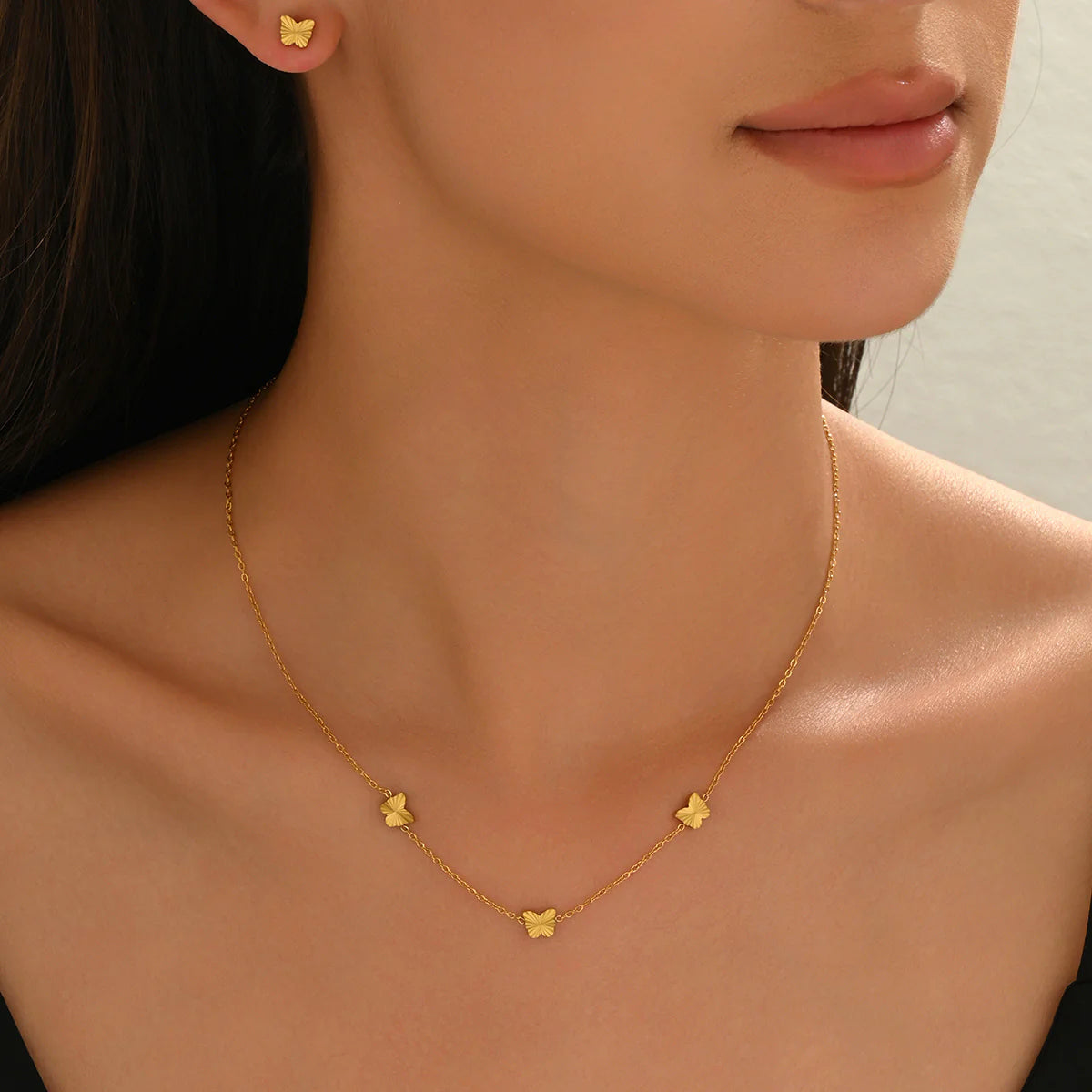 18K Gold-Plated Butterfly Set – Earrings & Necklace