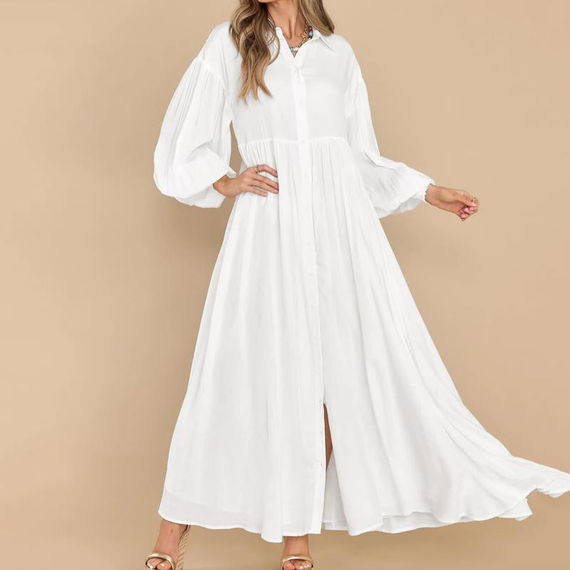 Flowy Button-Down Maxi Dress for Women