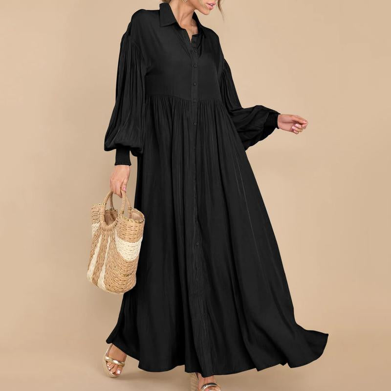 Flowy Button-Down Maxi Dress for Women