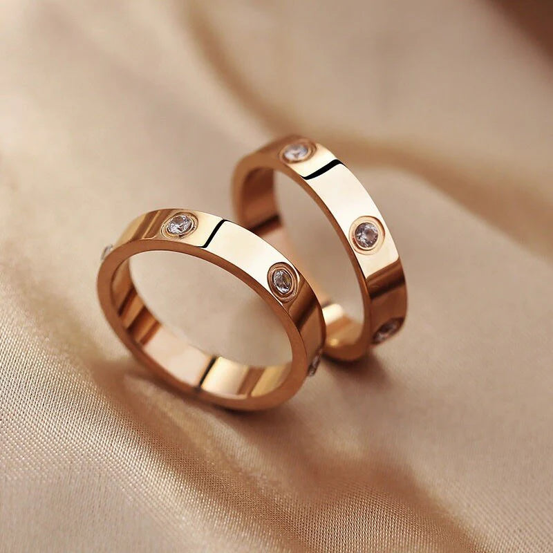 Luxury Crystal Bangle & Ring Set – Stainless Steel