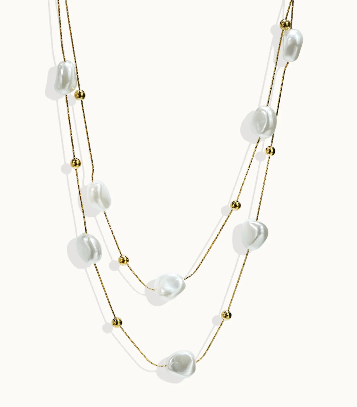18K Gold Plated Stainless Steel Pearl Necklace