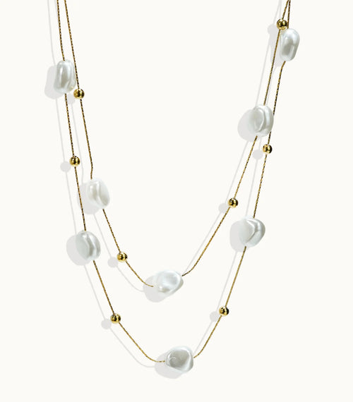 18K Gold Plated Stainless Steel Pearl Necklace