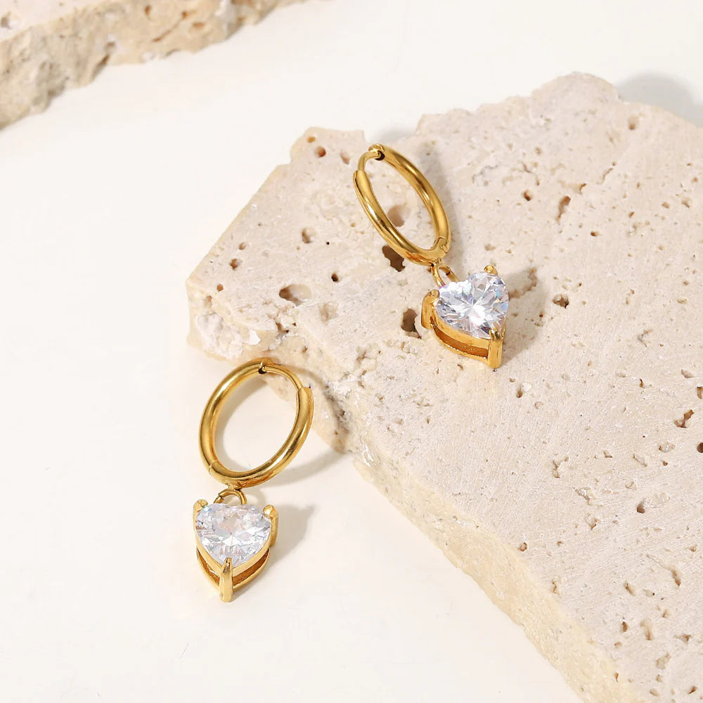 18K Gold Plated Heart Huggie Hoops