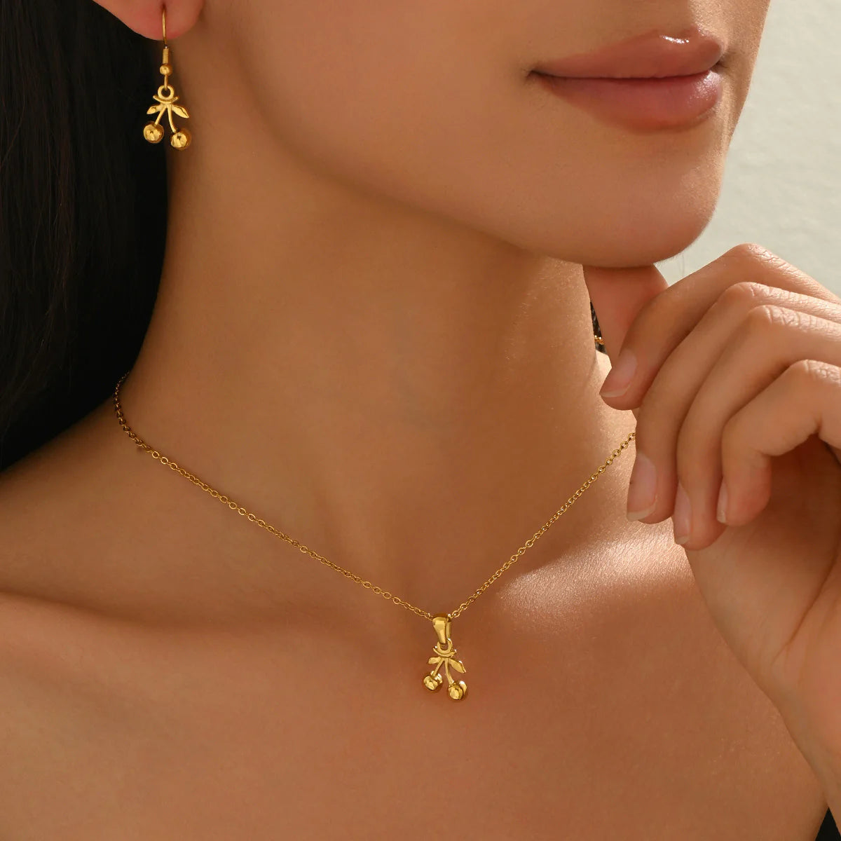 Cherry Duo Jewelry Set – 18K Gold Plated