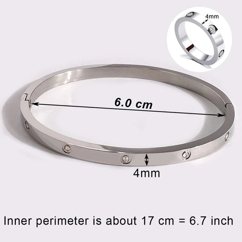 Luxury Crystal Bangle & Ring Set – Stainless Steel