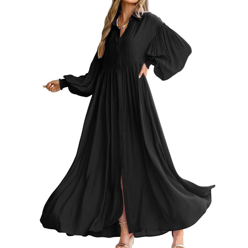 Flowy Button-Down Maxi Dress for Women