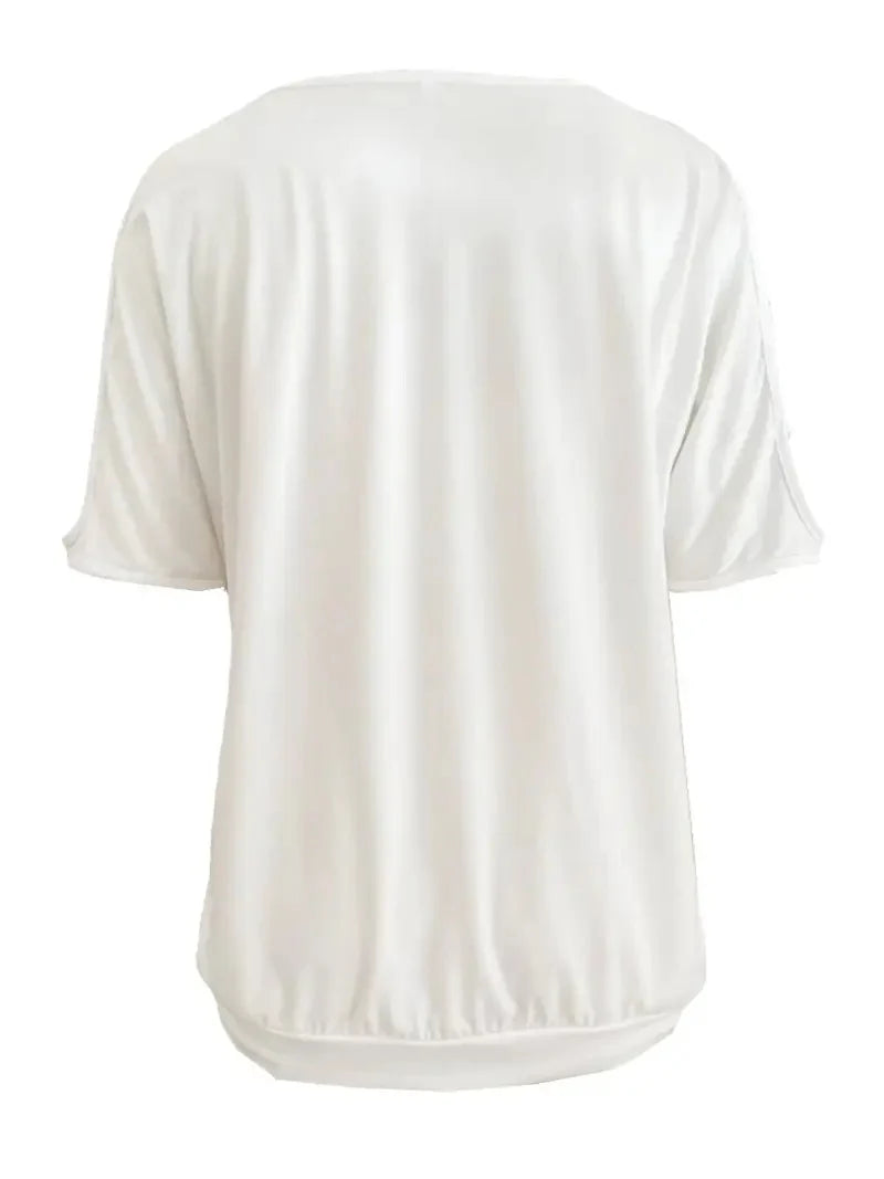 Casual Round Neck Cutout Shoulder Tee