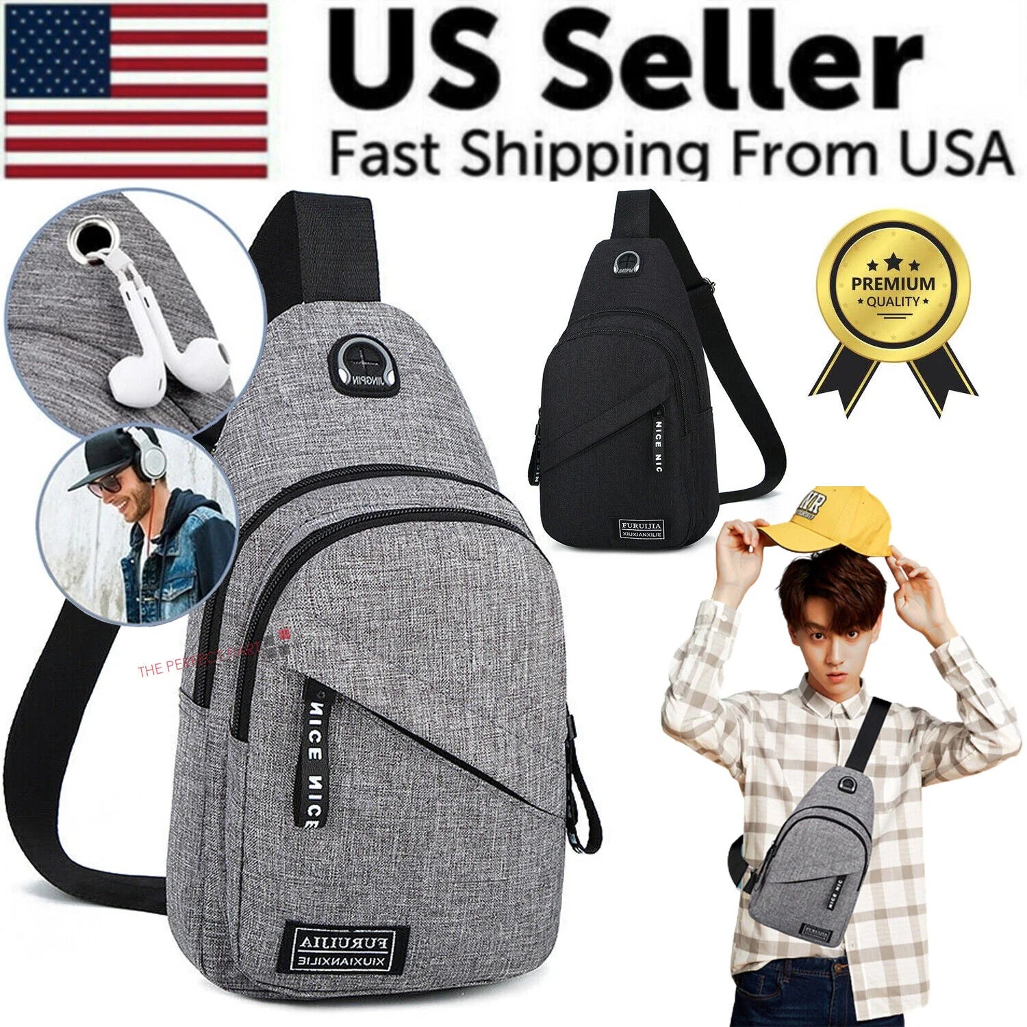 Sling Bag Chest Fanny Packs Cross Body Travel Sports Shoulder Backpack