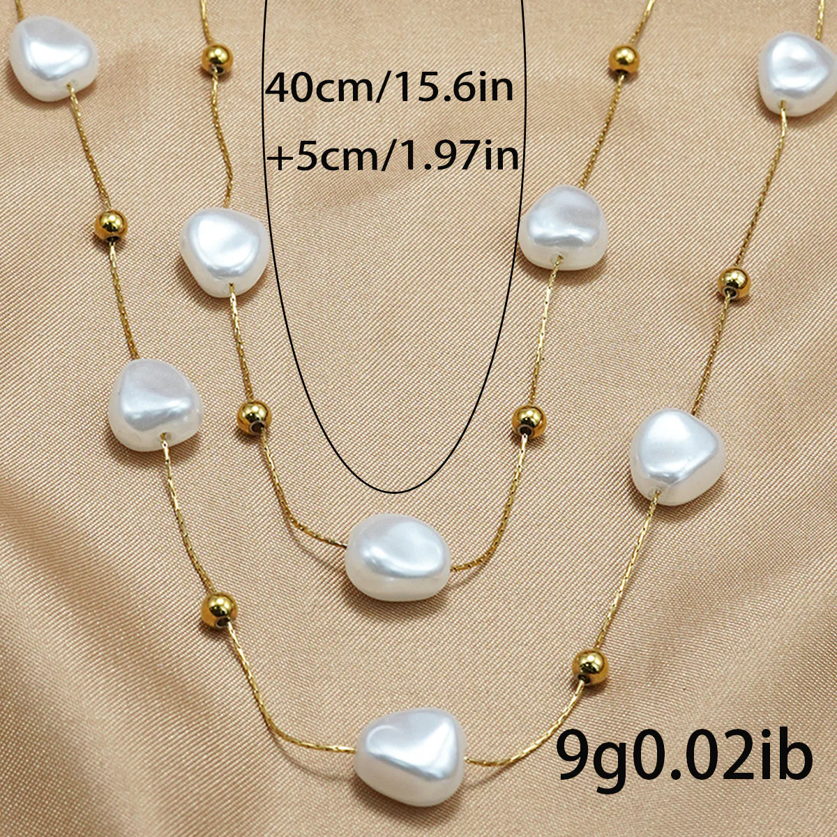 18K Gold Plated Stainless Steel Pearl Necklace