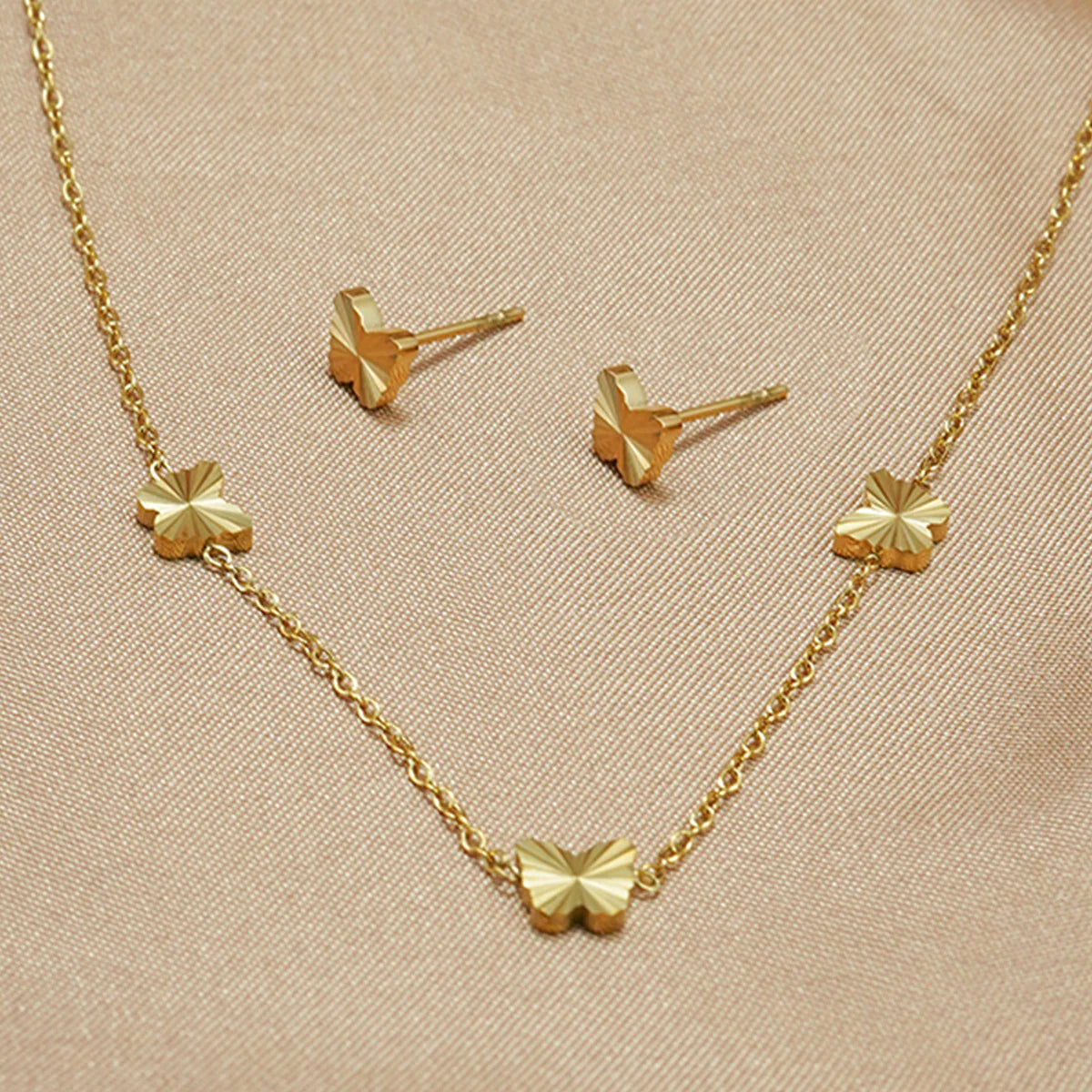 18K Gold-Plated Butterfly Set – Earrings & Necklace