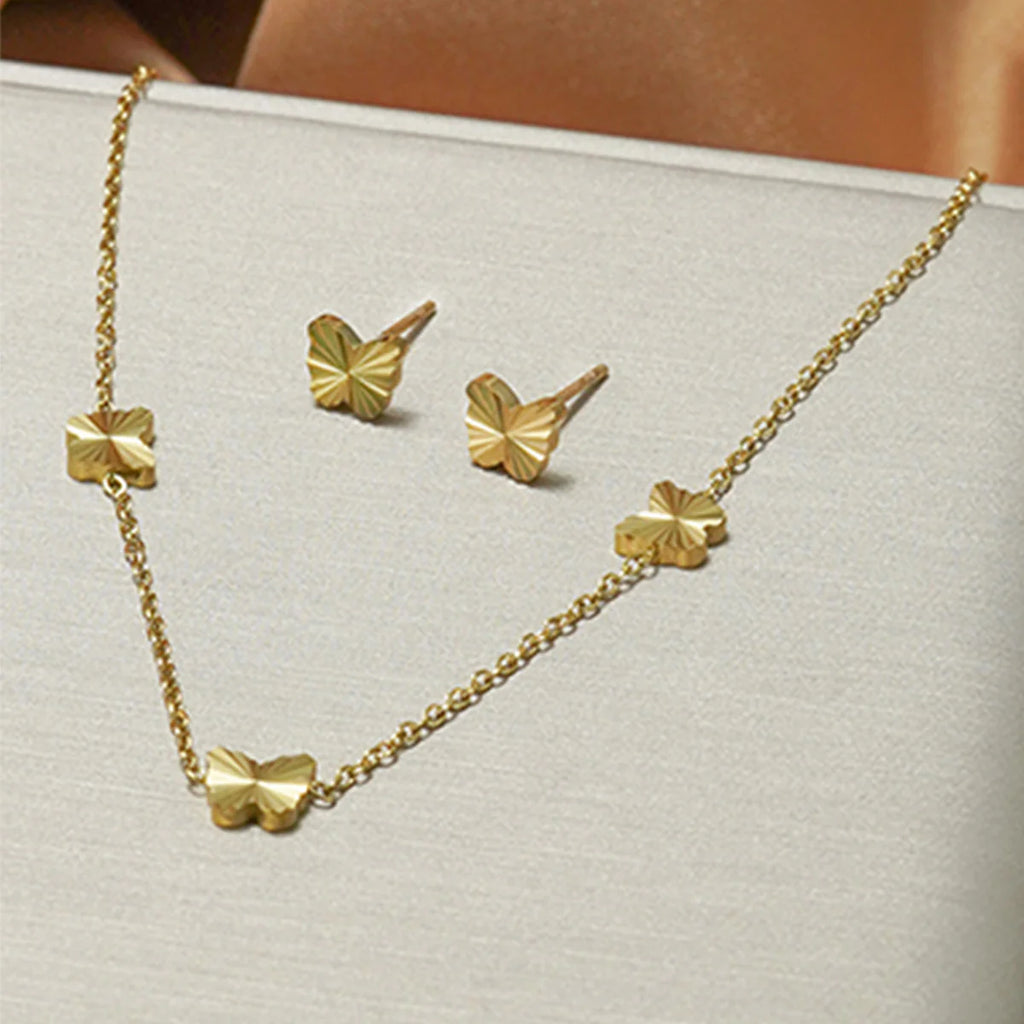 18K Gold-Plated Butterfly Set – Earrings & Necklace